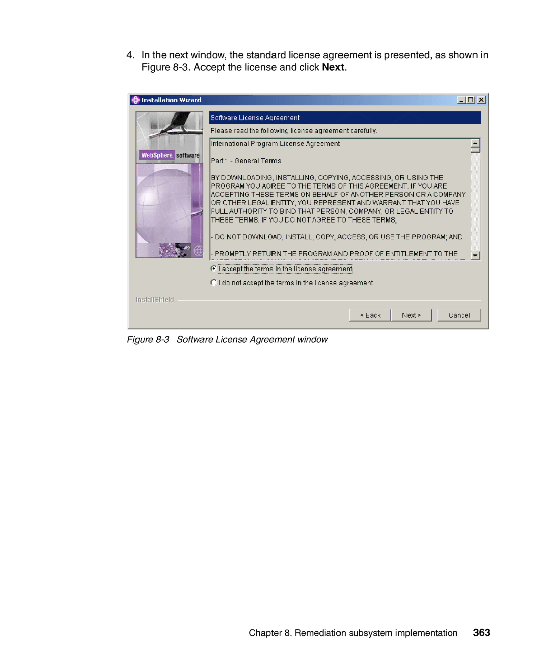 IBM Tivoli and Cisco manual 363, Software License Agreement window 