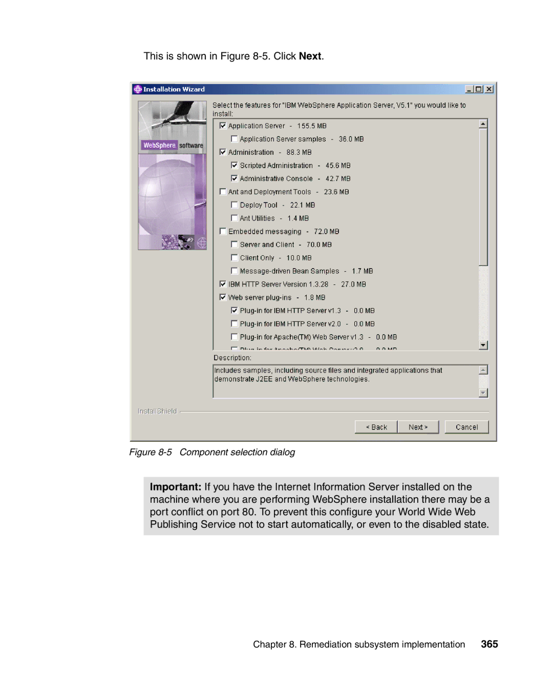 IBM Tivoli and Cisco manual 365, Component selection dialog 