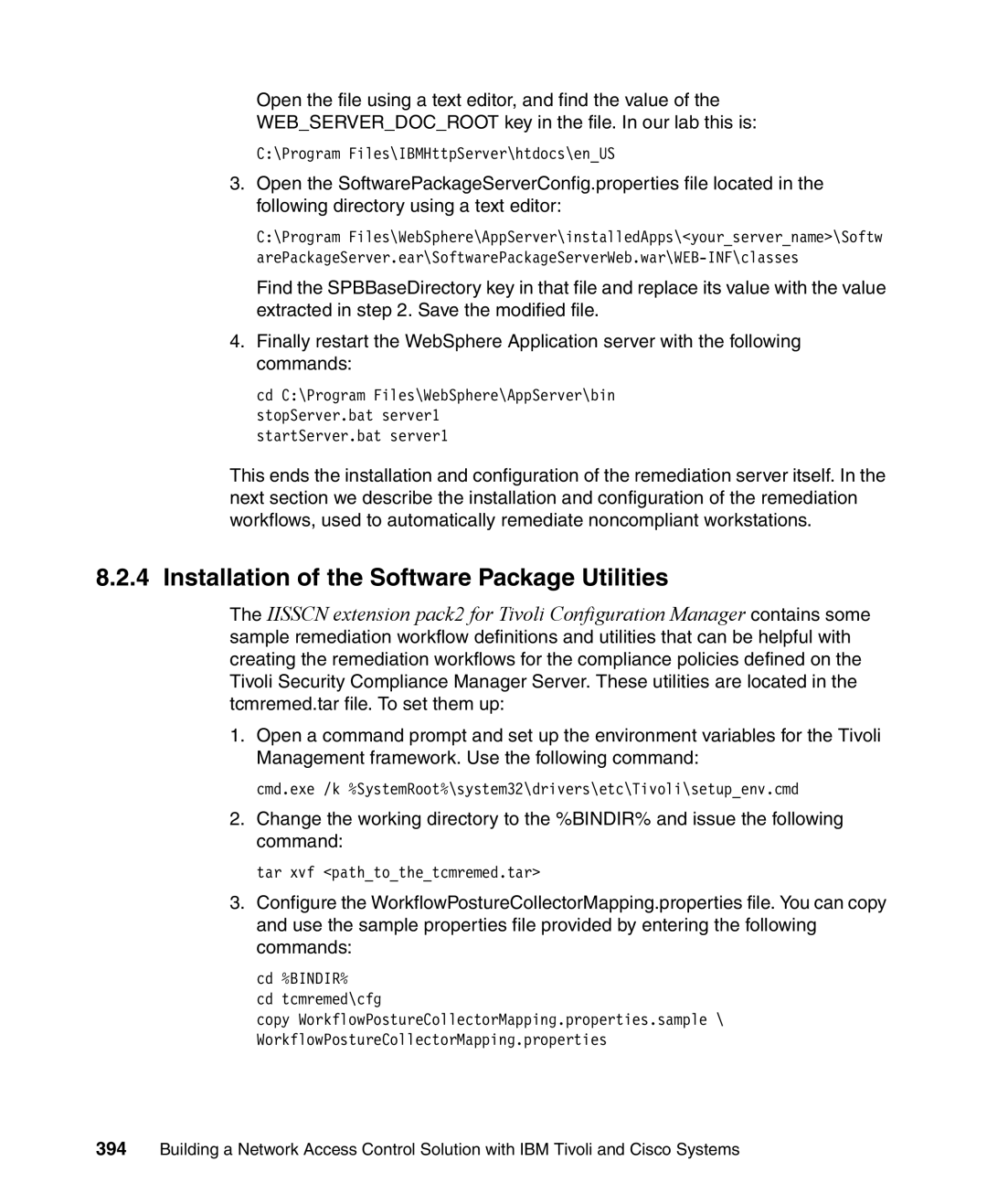 IBM Tivoli and Cisco manual Installation of the Software Package Utilities 