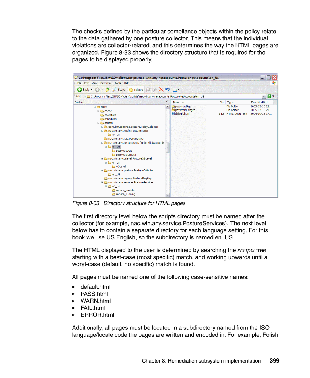 IBM Tivoli and Cisco manual 399, Directory structure for Html pages 