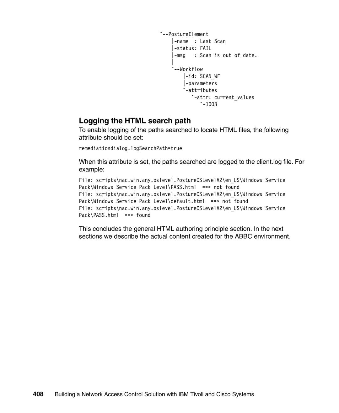 IBM Tivoli and Cisco manual Logging the Html search path 