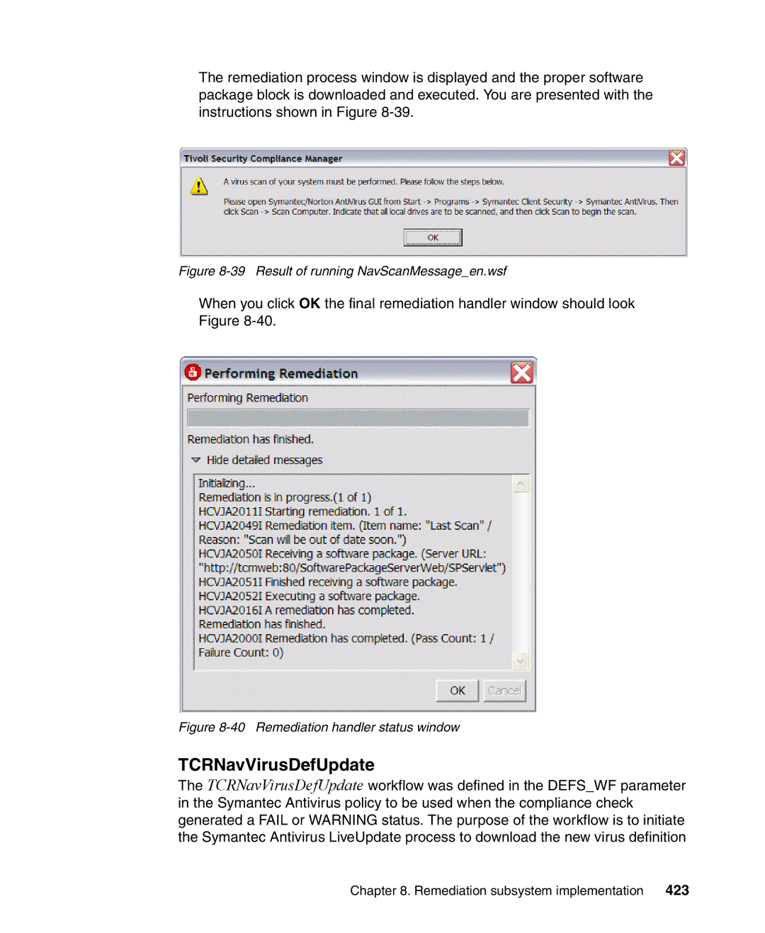 IBM Tivoli and Cisco manual TCRNavVirusDefUpdate, 423 