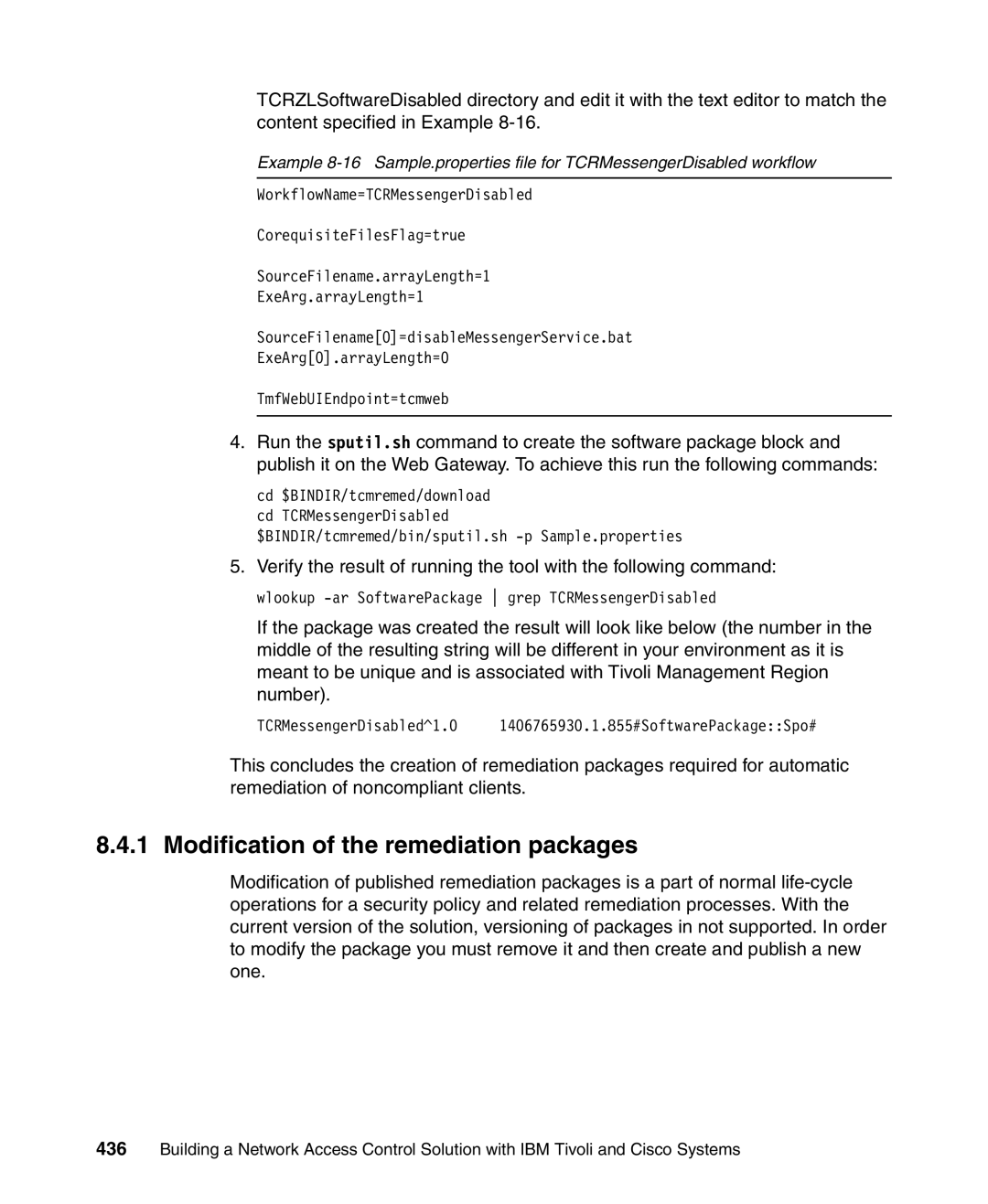 IBM Tivoli and Cisco manual Modification of the remediation packages 