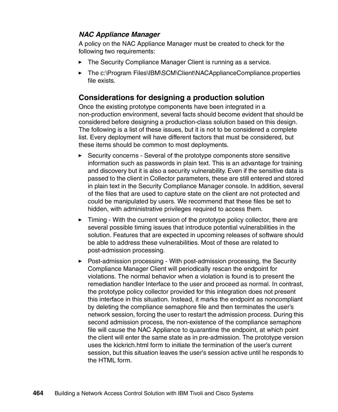 IBM Tivoli and Cisco manual Considerations for designing a production solution, NAC Appliance Manager 