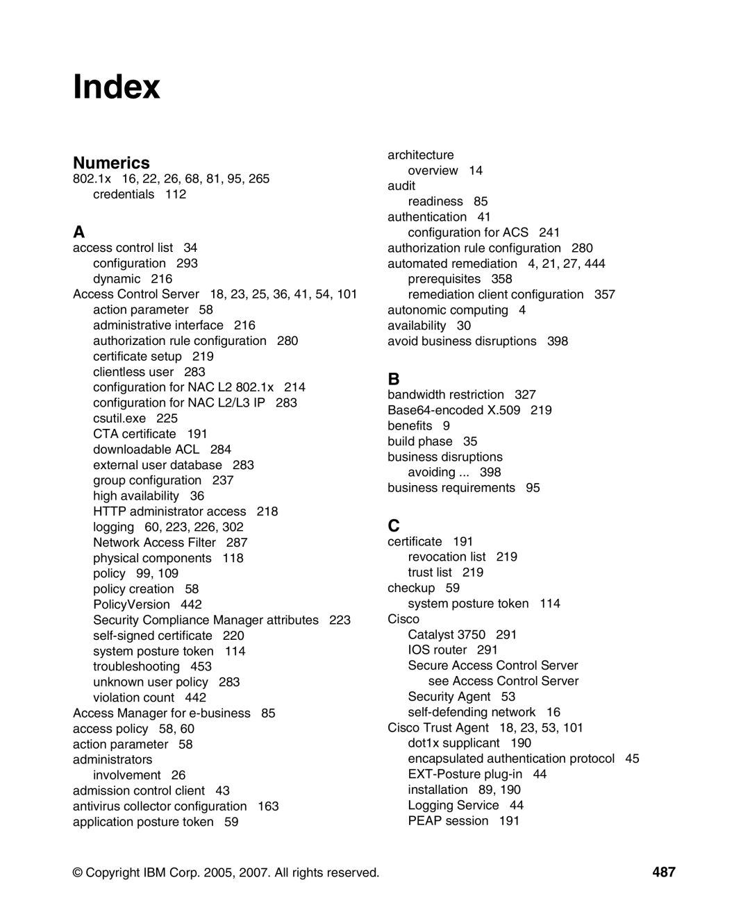 IBM Tivoli and Cisco manual Numerics, 487 