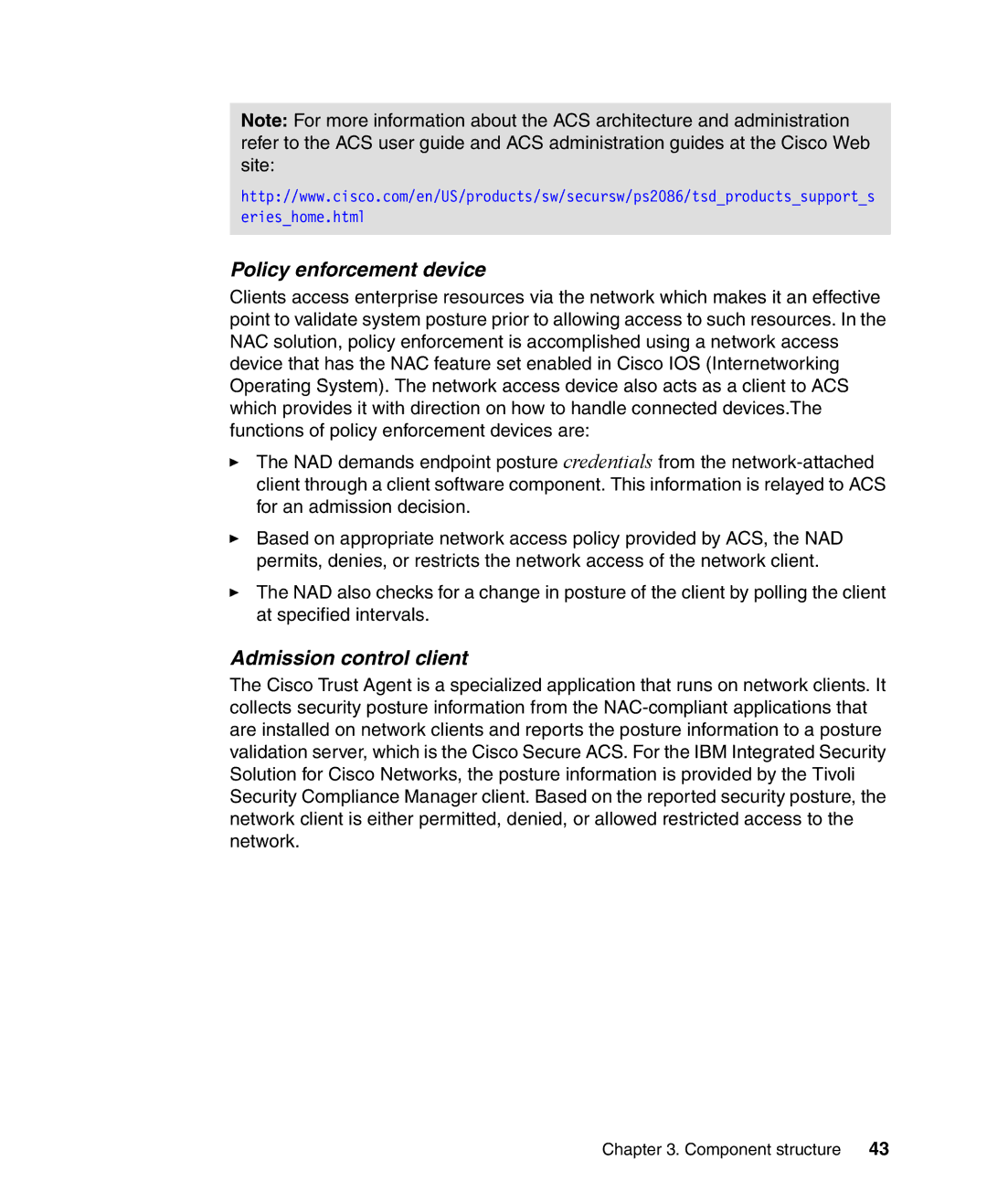 IBM Tivoli and Cisco manual Policy enforcement device, Admission control client 