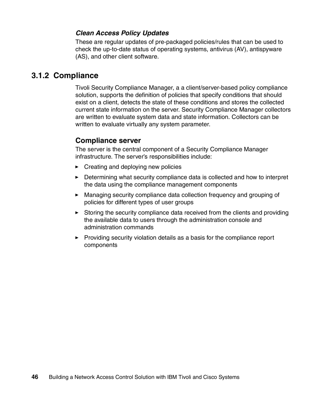 IBM Tivoli and Cisco manual Compliance server, Clean Access Policy Updates 