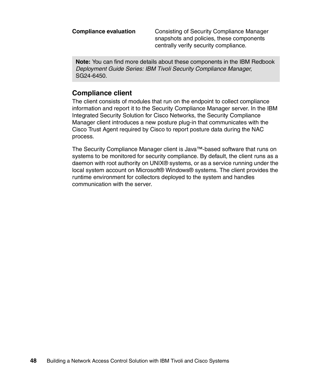 IBM Tivoli and Cisco manual Compliance client 