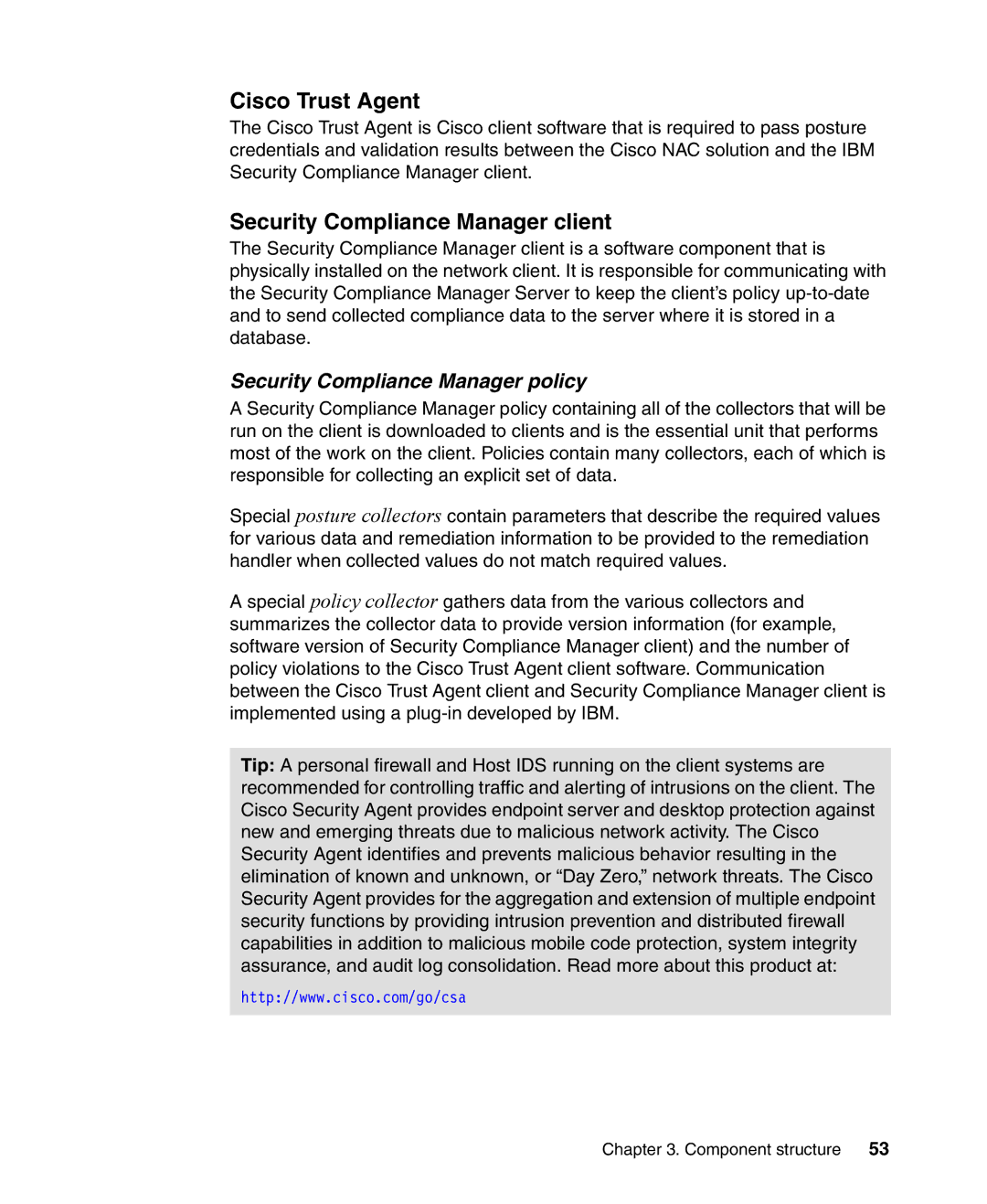 IBM Tivoli and Cisco manual Cisco Trust Agent, Security Compliance Manager client, Security Compliance Manager policy 