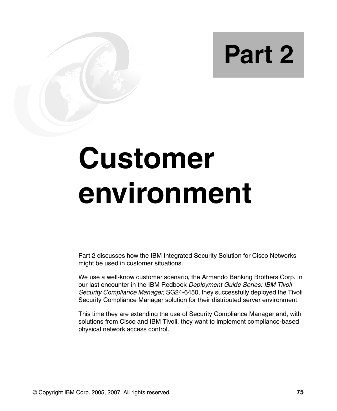 IBM Tivoli and Cisco manual Part 2 Customer environment 