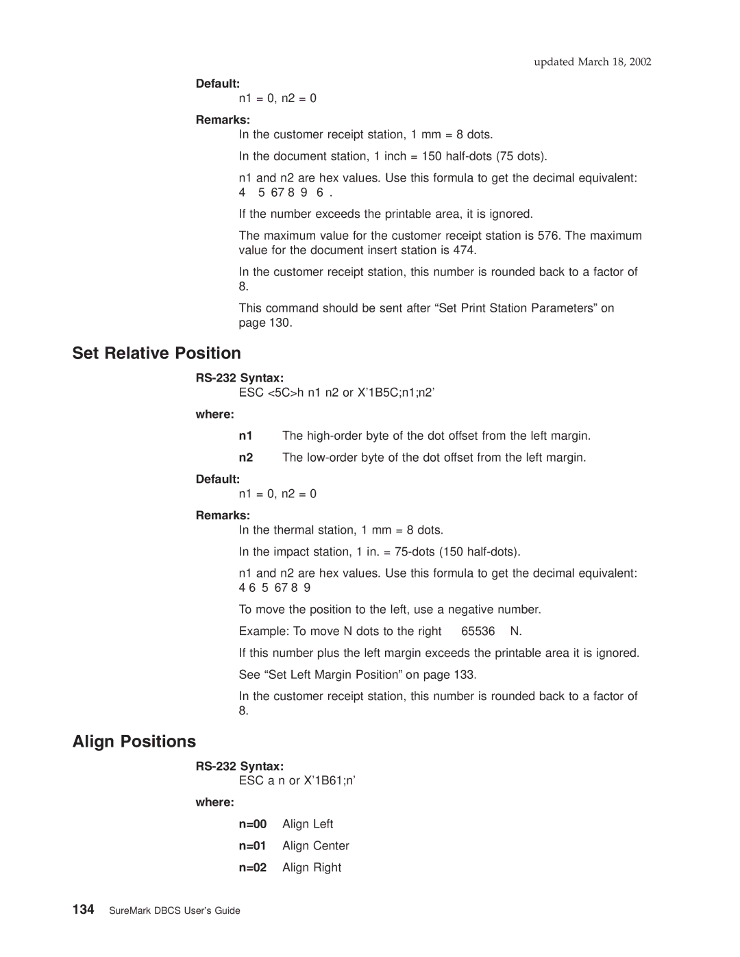 IBM TF7, TM7, TI5, TG5 manual Set Relative Position, Align Positions 