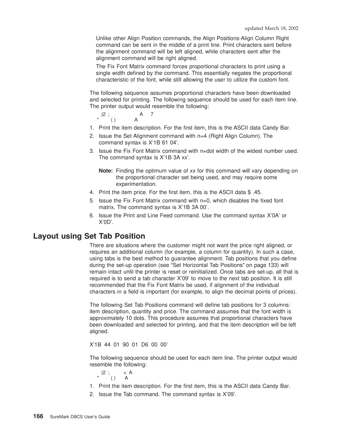 IBM TF7, TM7, TI5, TG5 manual Layout using Set Tab Position 