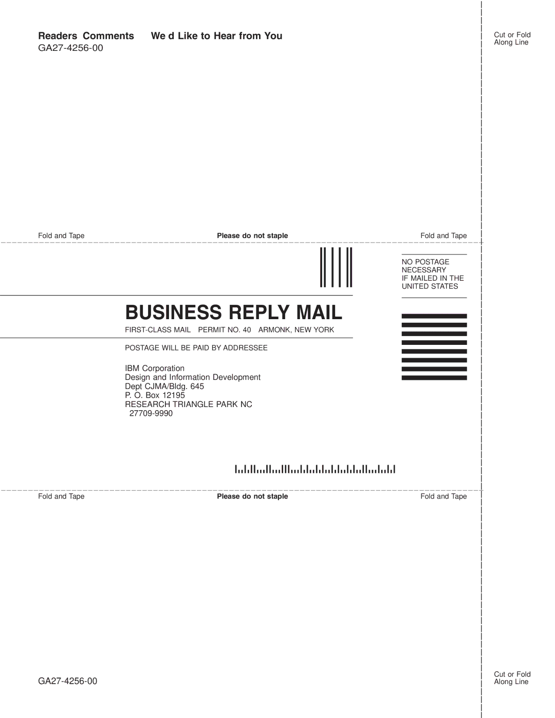 IBM TM7, TI5, TF7, TG5 manual Business Reply Mail 