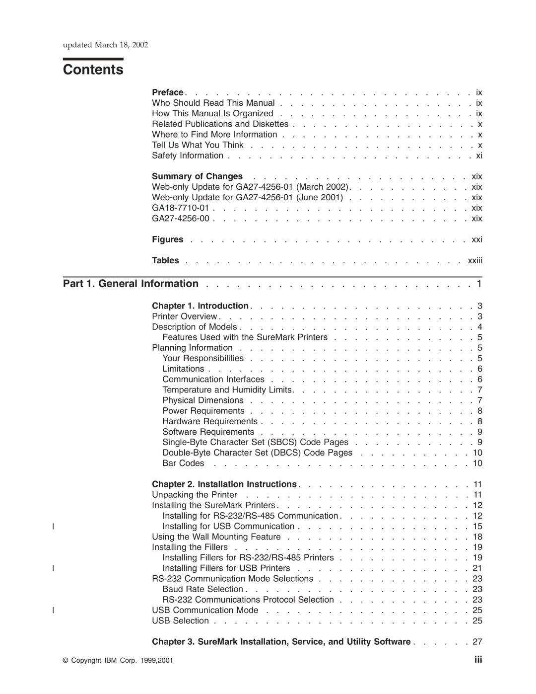 IBM TG5, TM7, TI5, TF7 manual Contents 