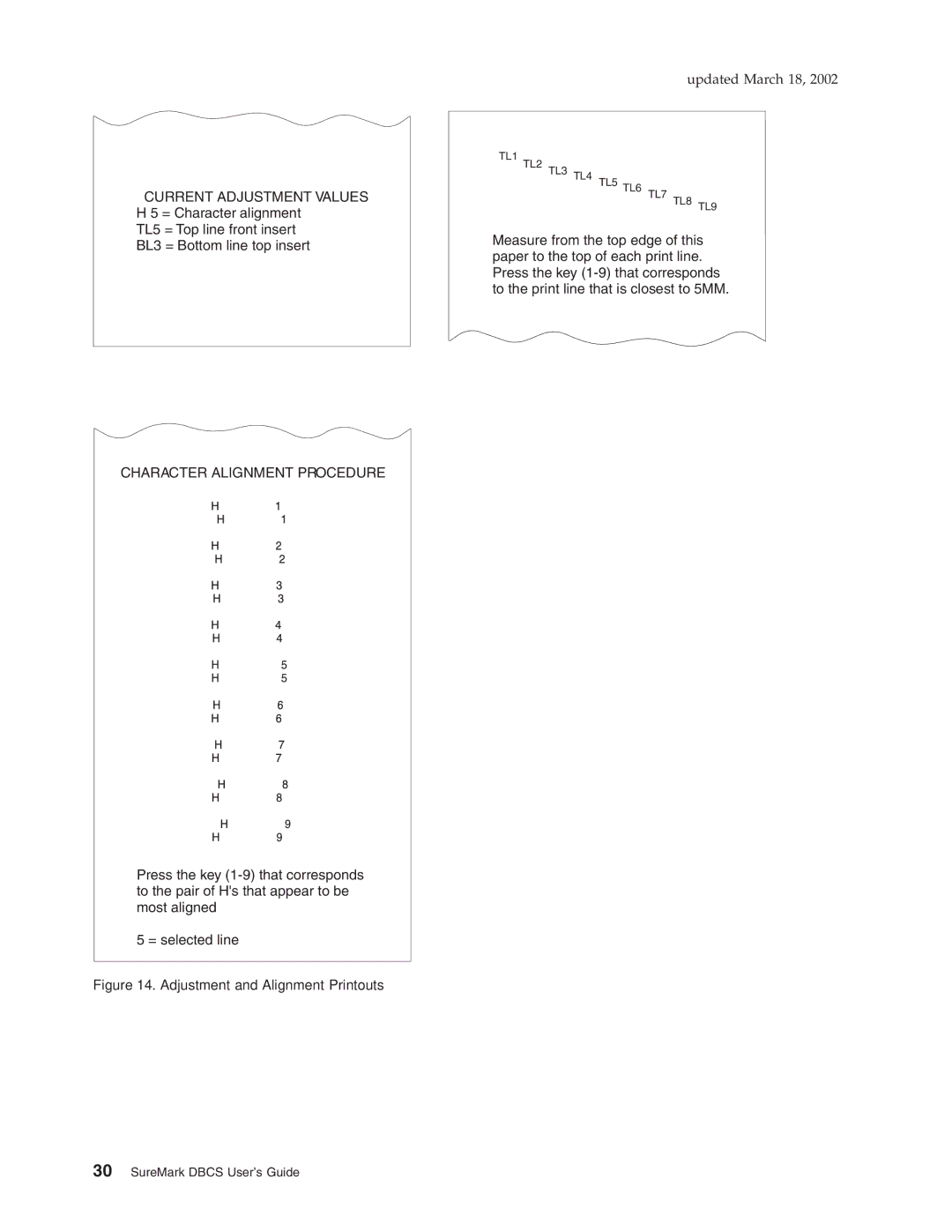 IBM TF7, TM7, TI5, TG5 manual Adjustment and Alignment Printouts 