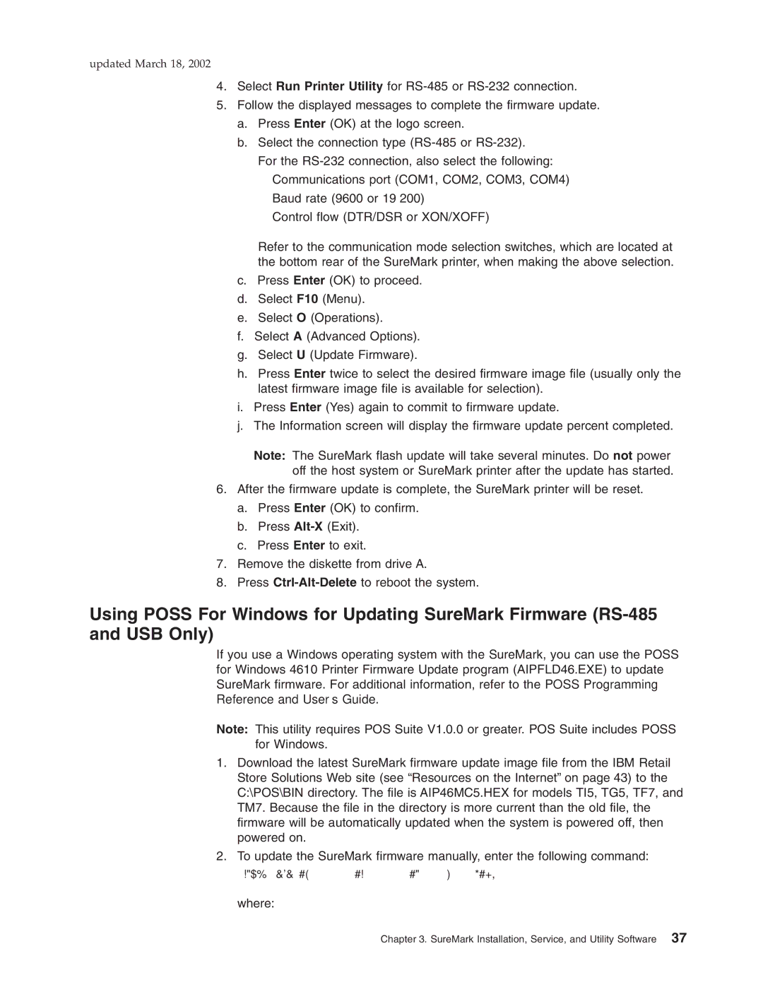 IBM TI5, TM7, TF7, TG5 manual Updated March 18 