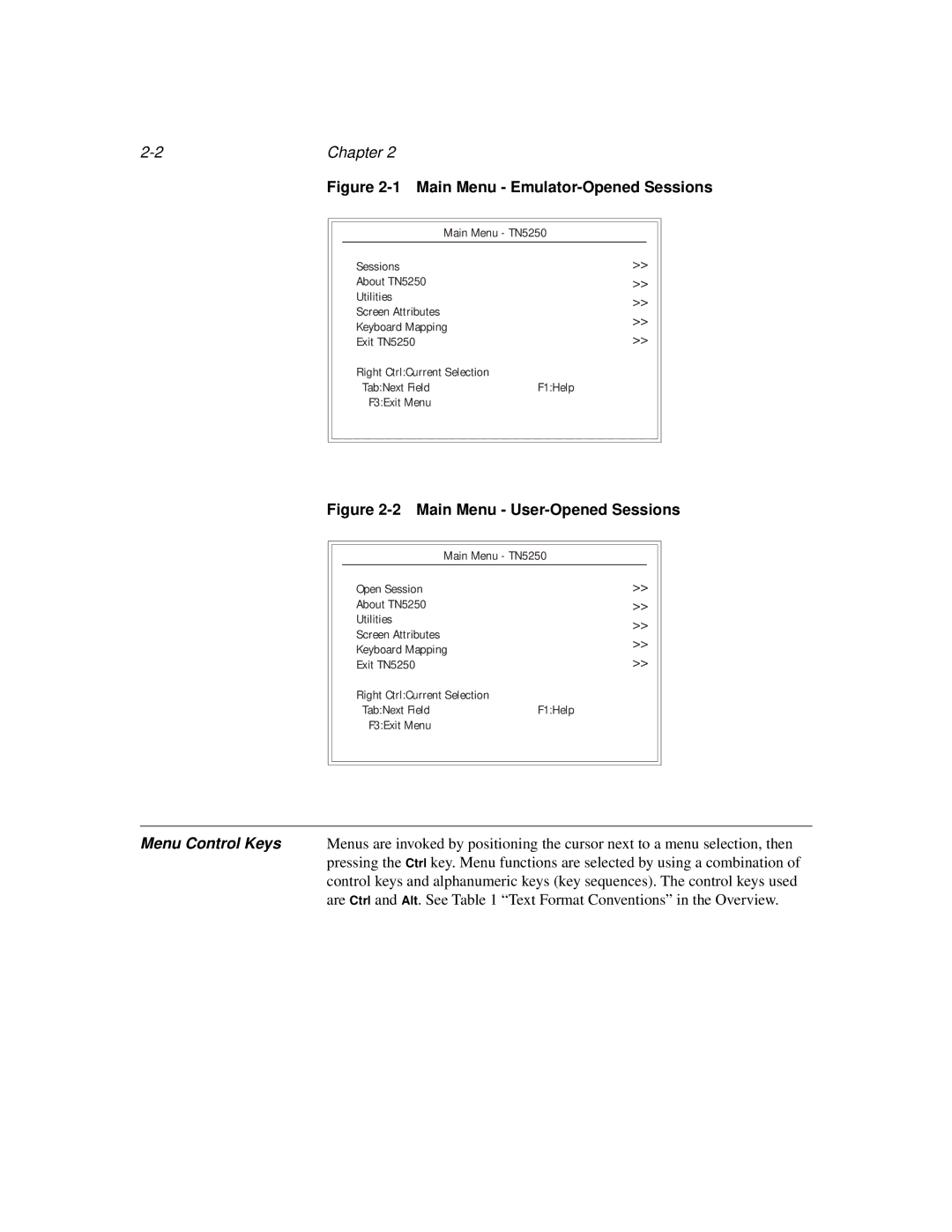 IBM TN5250 manual Main Menu Emulator-Opened Sessions 