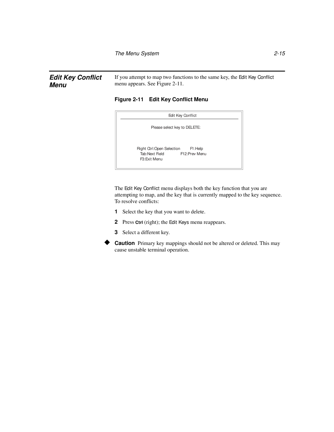 IBM TN5250 manual Edit Key Conflict Menu 