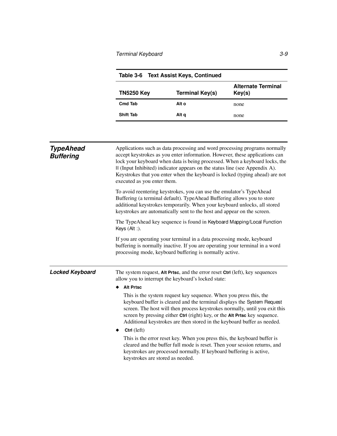 IBM TN5250 manual TypeAhead Buffering, Locked Keyboard 