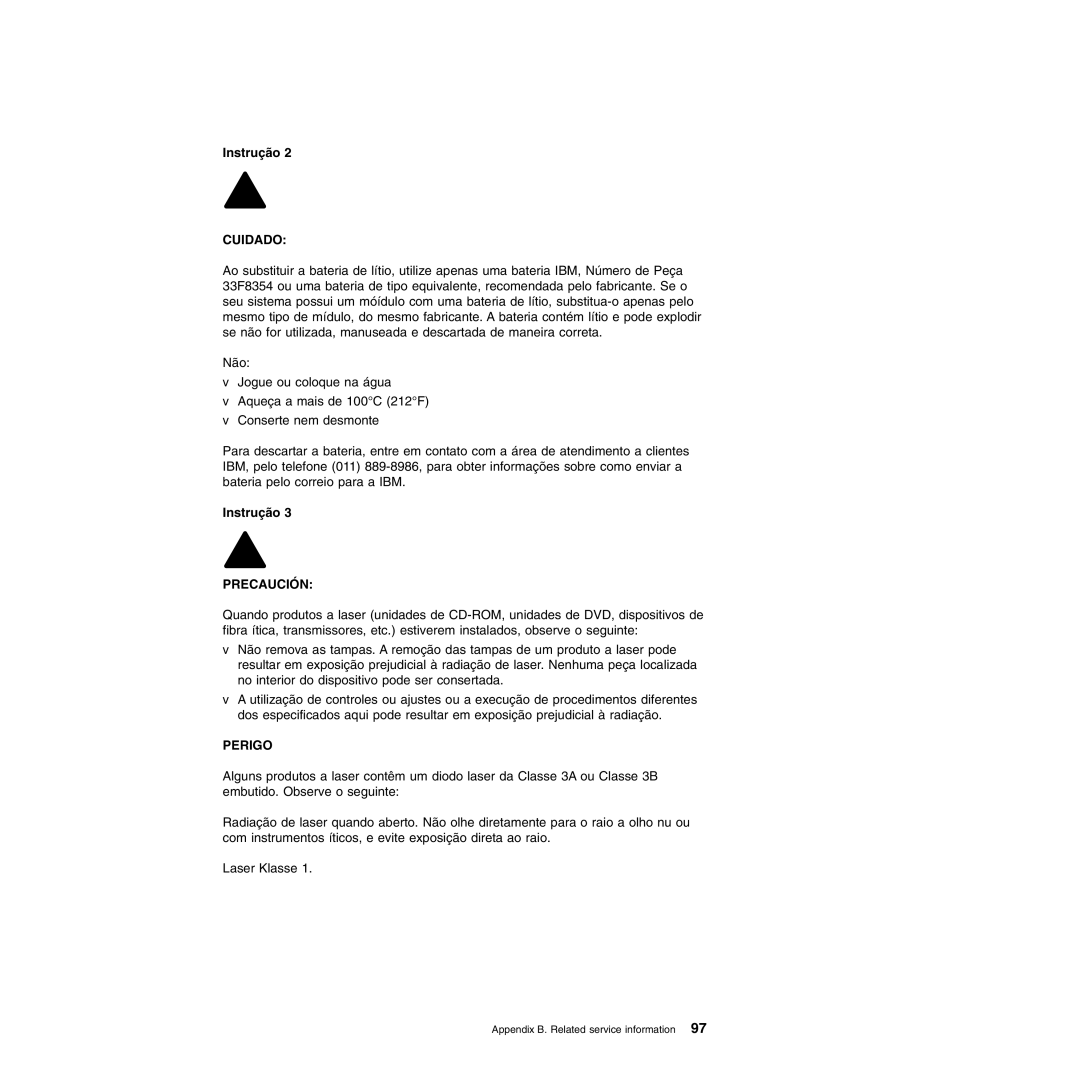 IBM Type 8677, Type 1881 manual Cuidado 