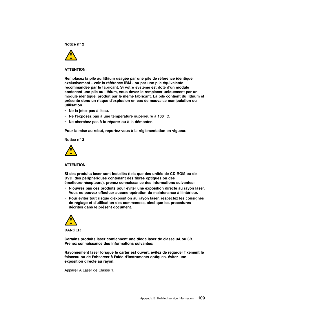 IBM Type 8677, Type 1881 manual Appareil a Laser de Classe 