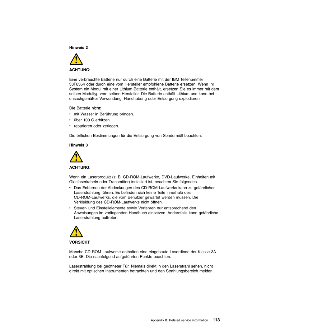 IBM Type 8677, Type 1881 manual Achtung 