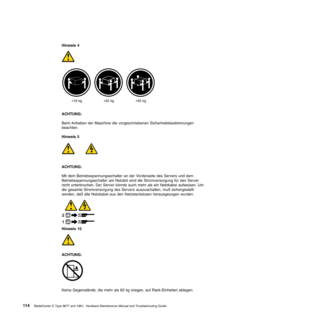 IBM Type 1881, Type 8677 manual Hinweis 