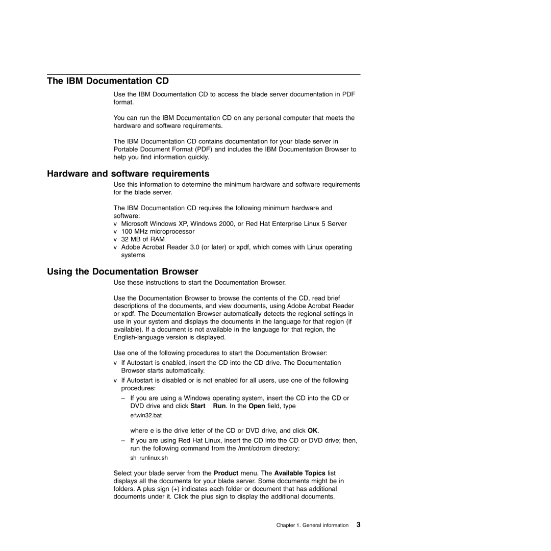 IBM Type 8677, Type 1881 manual IBM Documentation CD, Hardware and software requirements, Using the Documentation Browser 