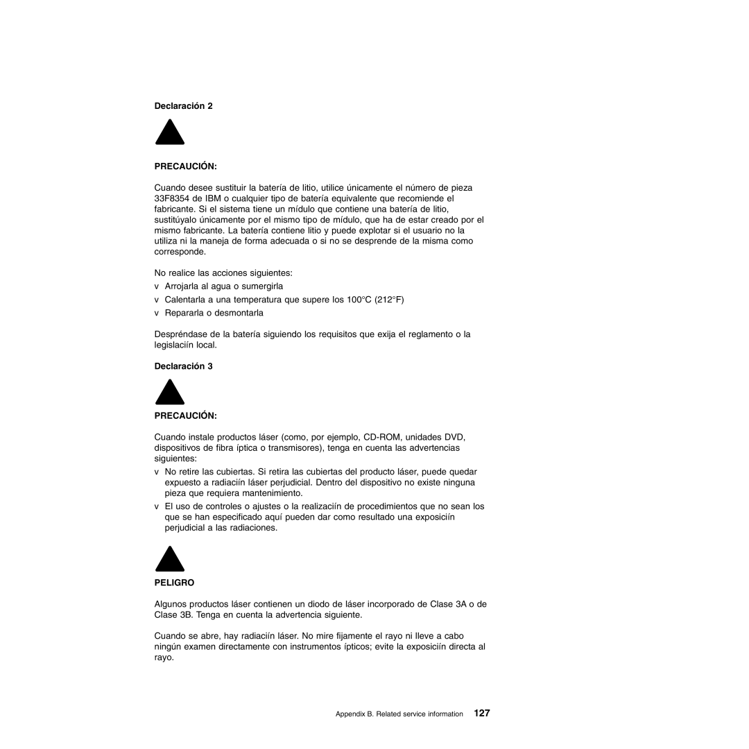 IBM Type 8677, Type 1881 manual Precaución 