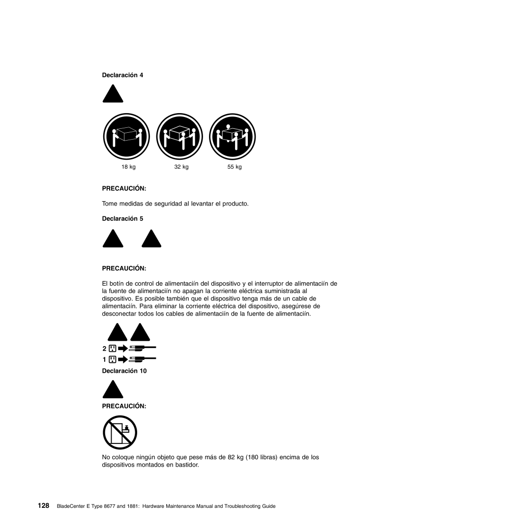 IBM Type 1881, Type 8677 manual Tome medidas de seguridad al levantar el producto 