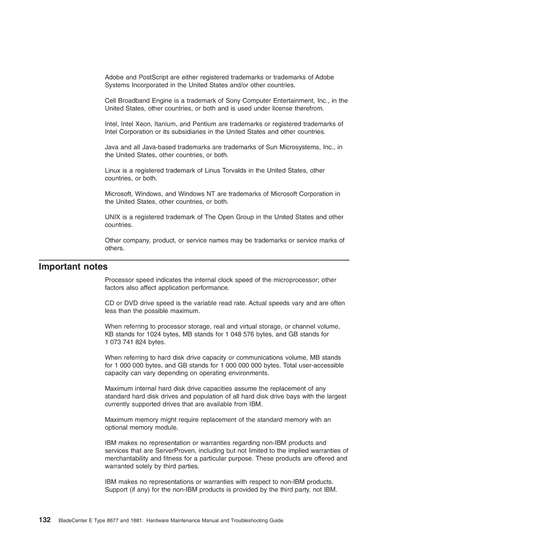 IBM Type 1881, Type 8677 manual Important notes 