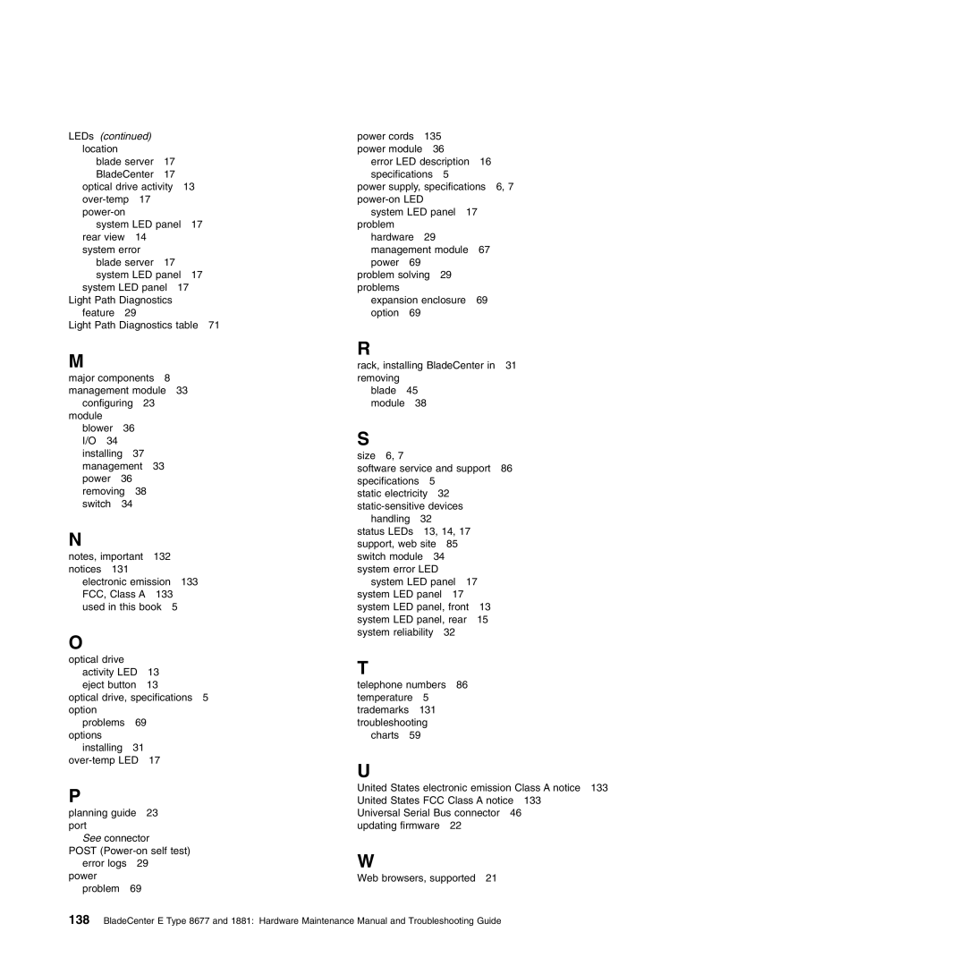 IBM Type 1881, Type 8677 manual LEDs 