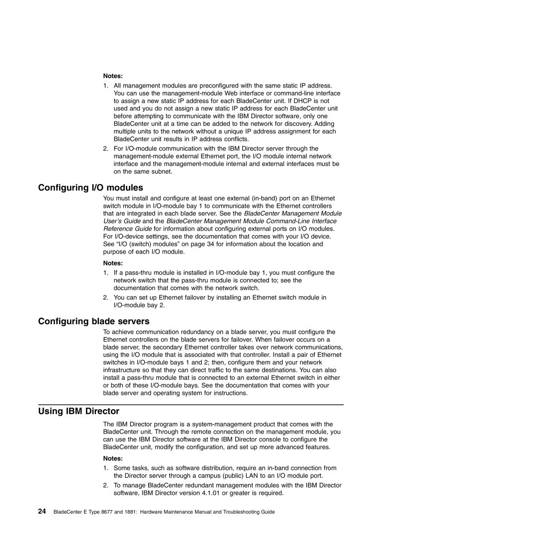 IBM Type 1881, Type 8677 manual Configuring I/O modules, Configuring blade servers, Using IBM Director 