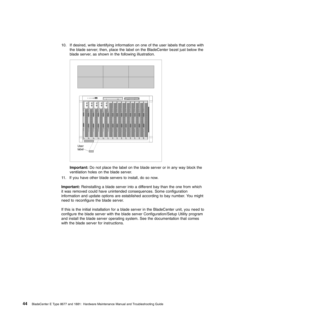 IBM Type 1881, Type 8677 manual Label 