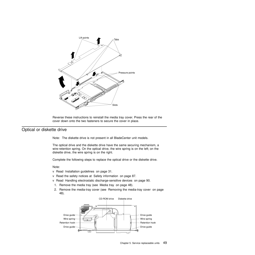 IBM Type 8677, Type 1881 manual Optical or diskette drive 