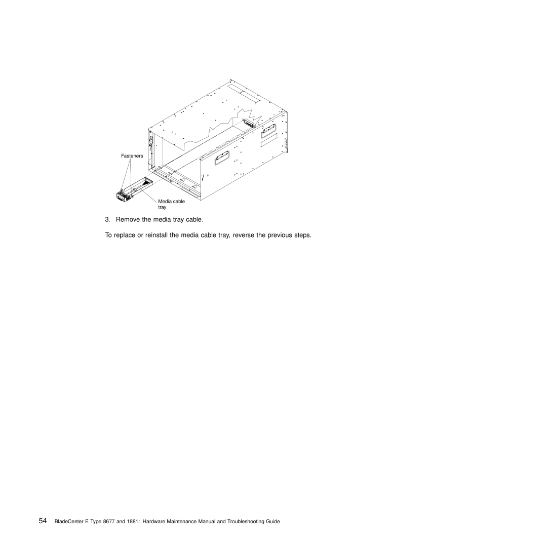 IBM Type 1881, Type 8677 manual Fasteners Media cable tray 