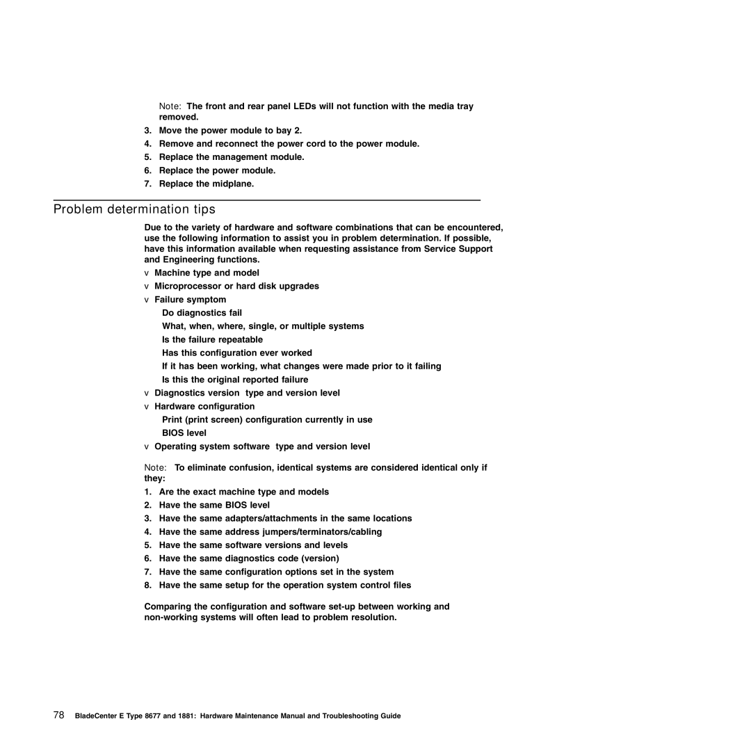 IBM Type 1881, Type 8677 manual Problem determination tips 