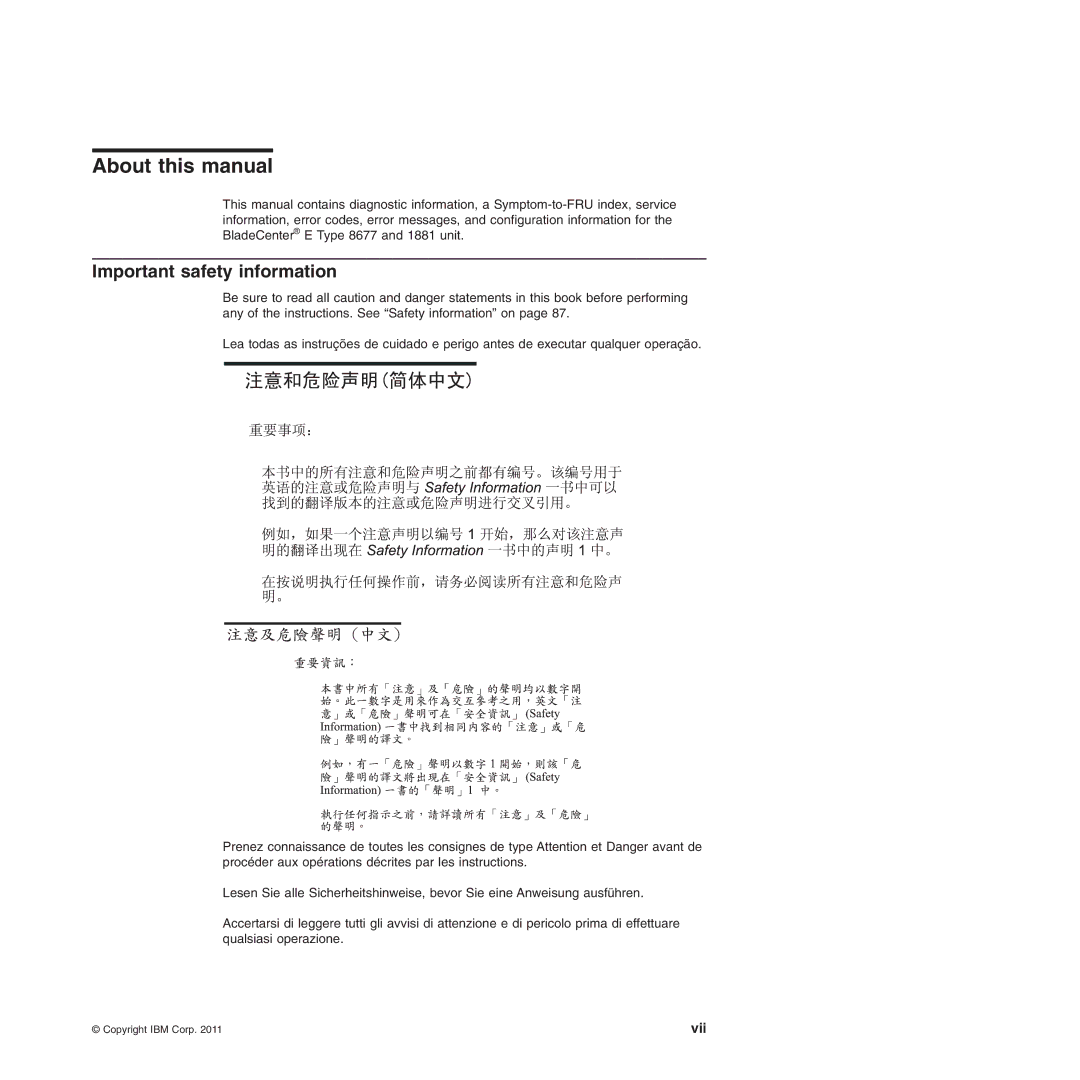 IBM Type 8677, Type 1881 About this manual, Important safety information 