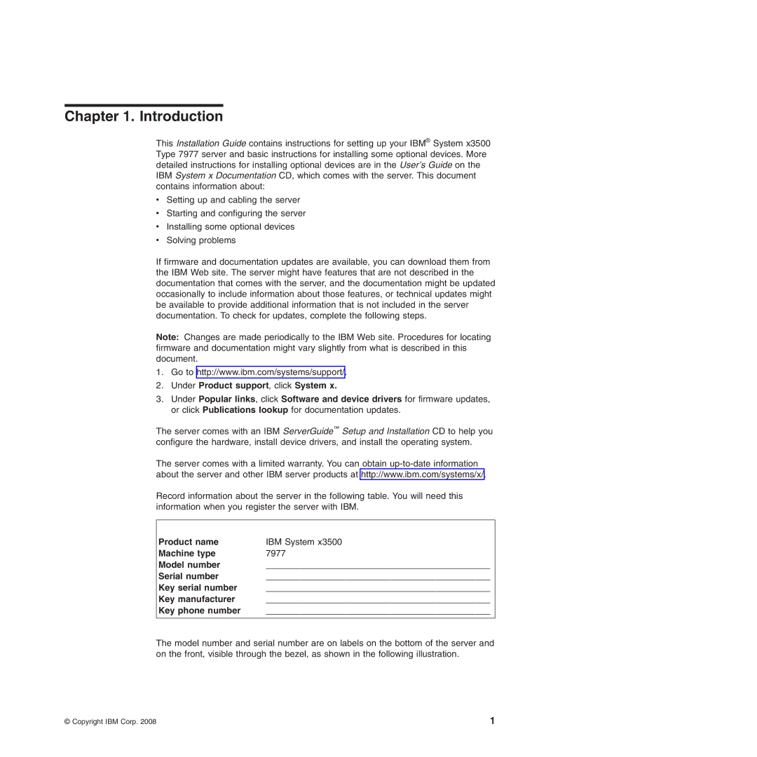 IBM Type 7977 manual Introduction 