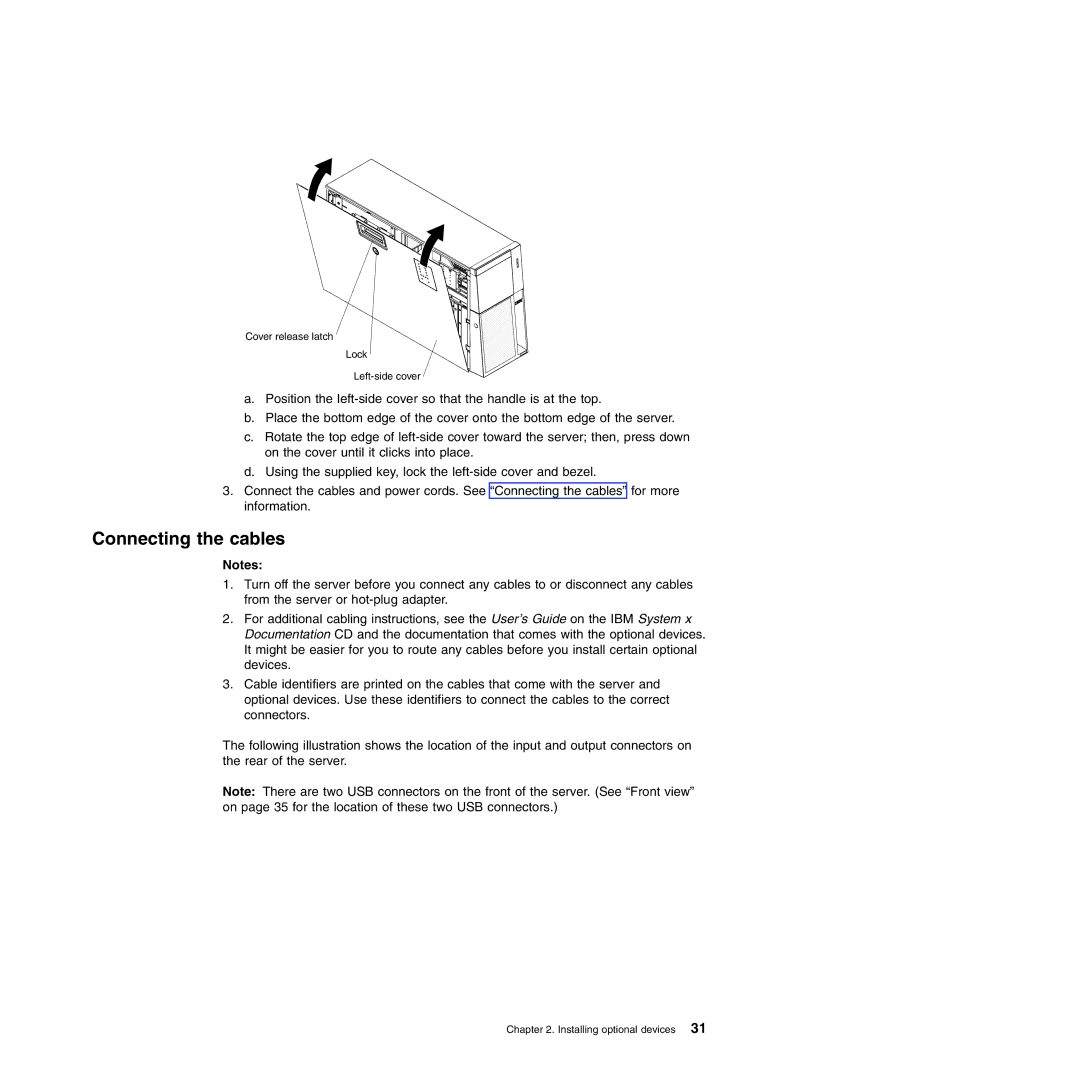 IBM Type 7977 manual Connecting the cables 