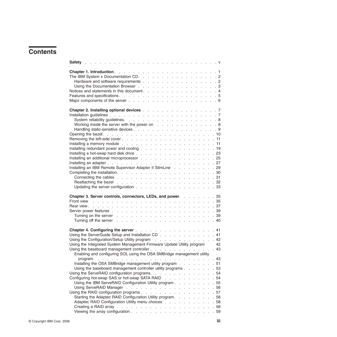 IBM Type 7977 manual Contents 