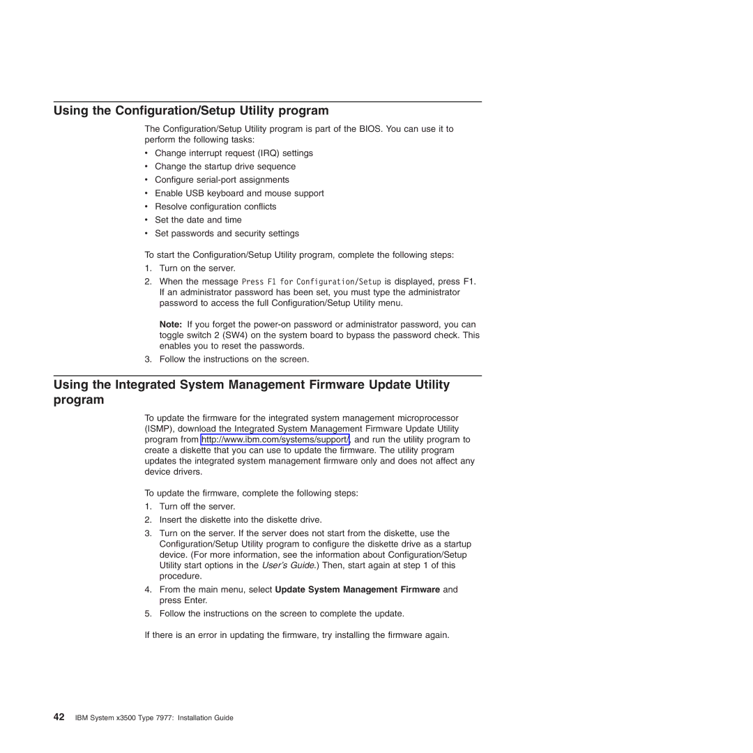 IBM Type 7977 manual Using the Configuration/Setup Utility program 