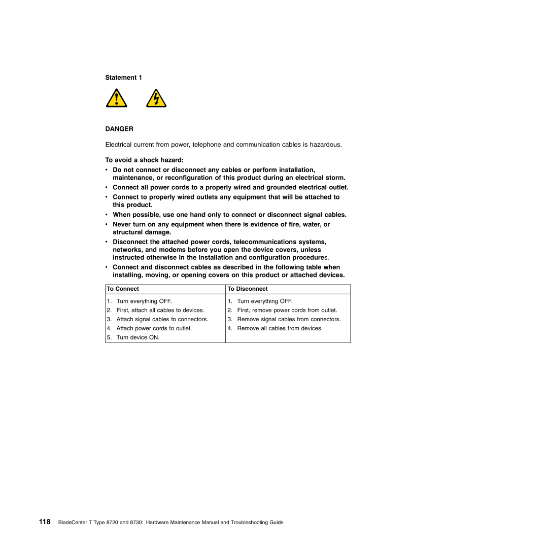 IBM Type 8730, Type 8720 manual To Connect To Disconnect 