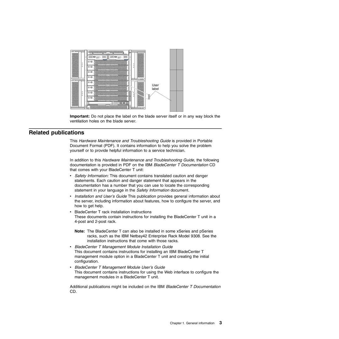 IBM Type 8720, Type 8730 manual Related publications, BladeCenter T Management Module Installation Guide 