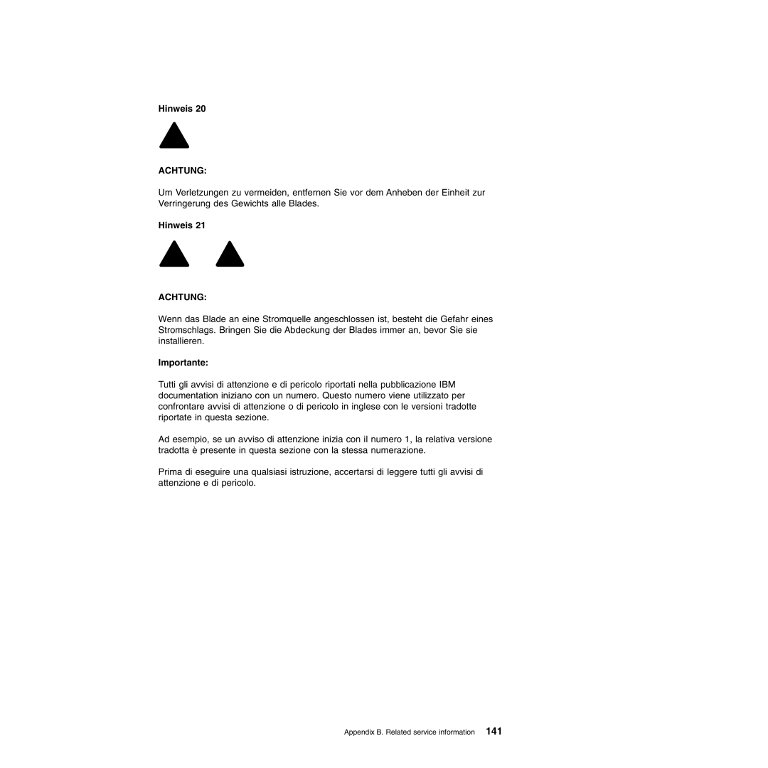 IBM Type 8720, Type 8730 manual Importante 