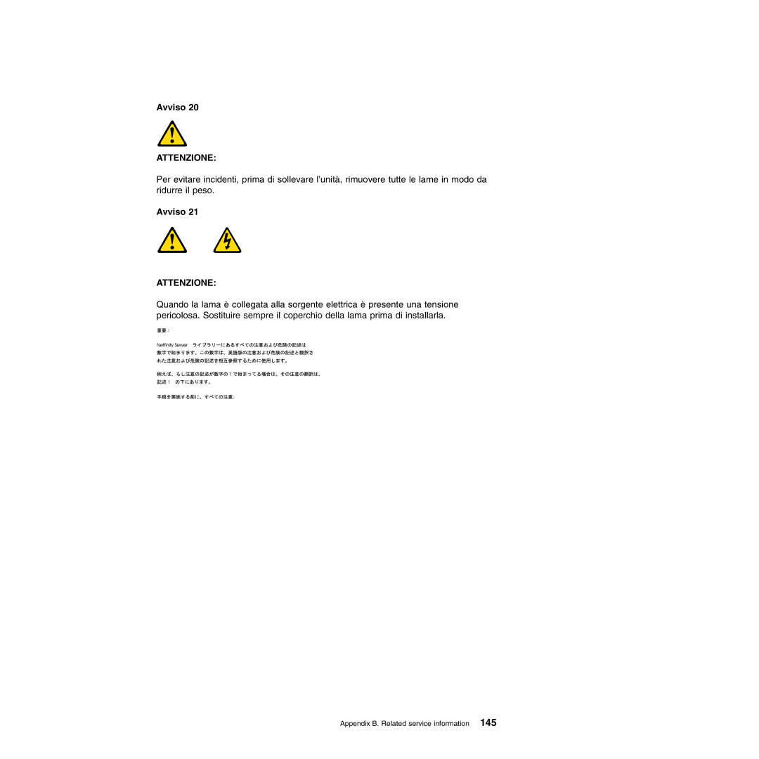 IBM Type 8720, Type 8730 manual Attenzione 