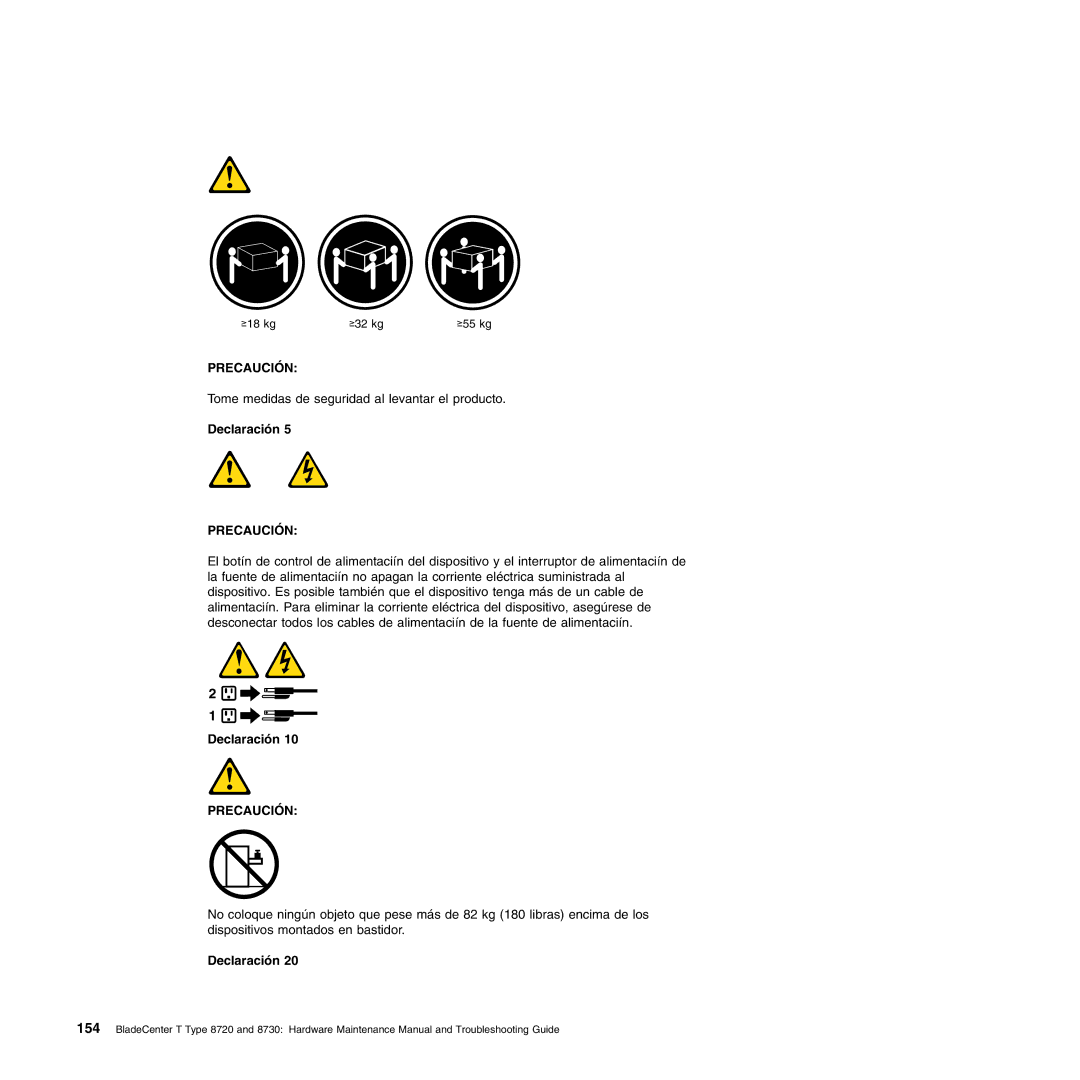 IBM Type 8730, Type 8720 manual Tome medidas de seguridad al levantar el producto 