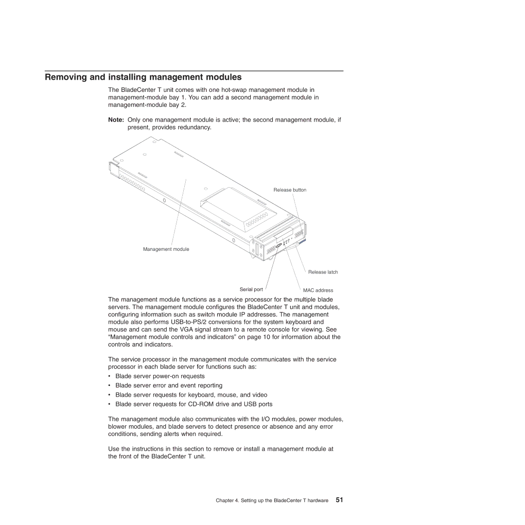 IBM Type 8720, Type 8730 manual Removing and installing management modules 