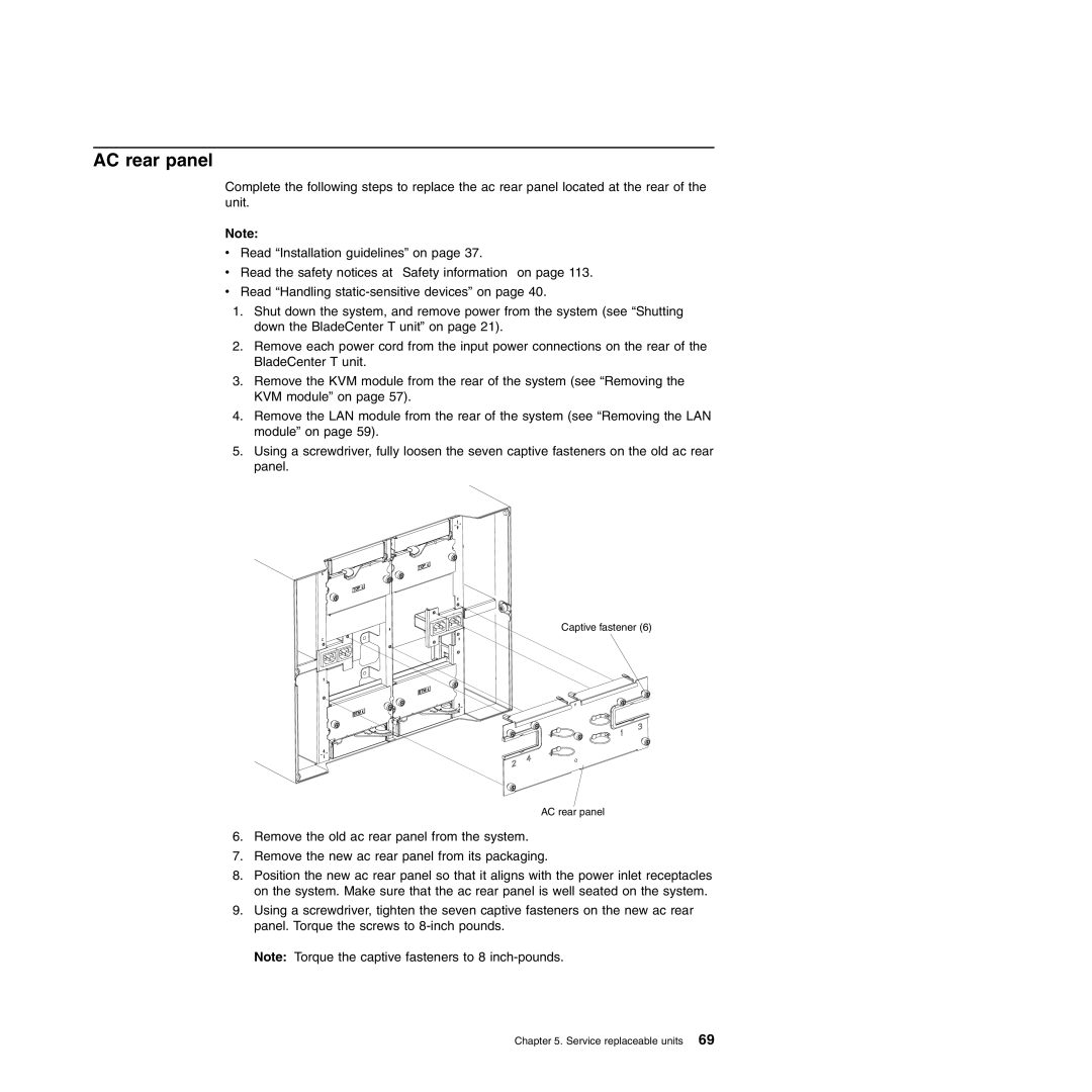 IBM Type 8720, Type 8730 manual AC rear panel 