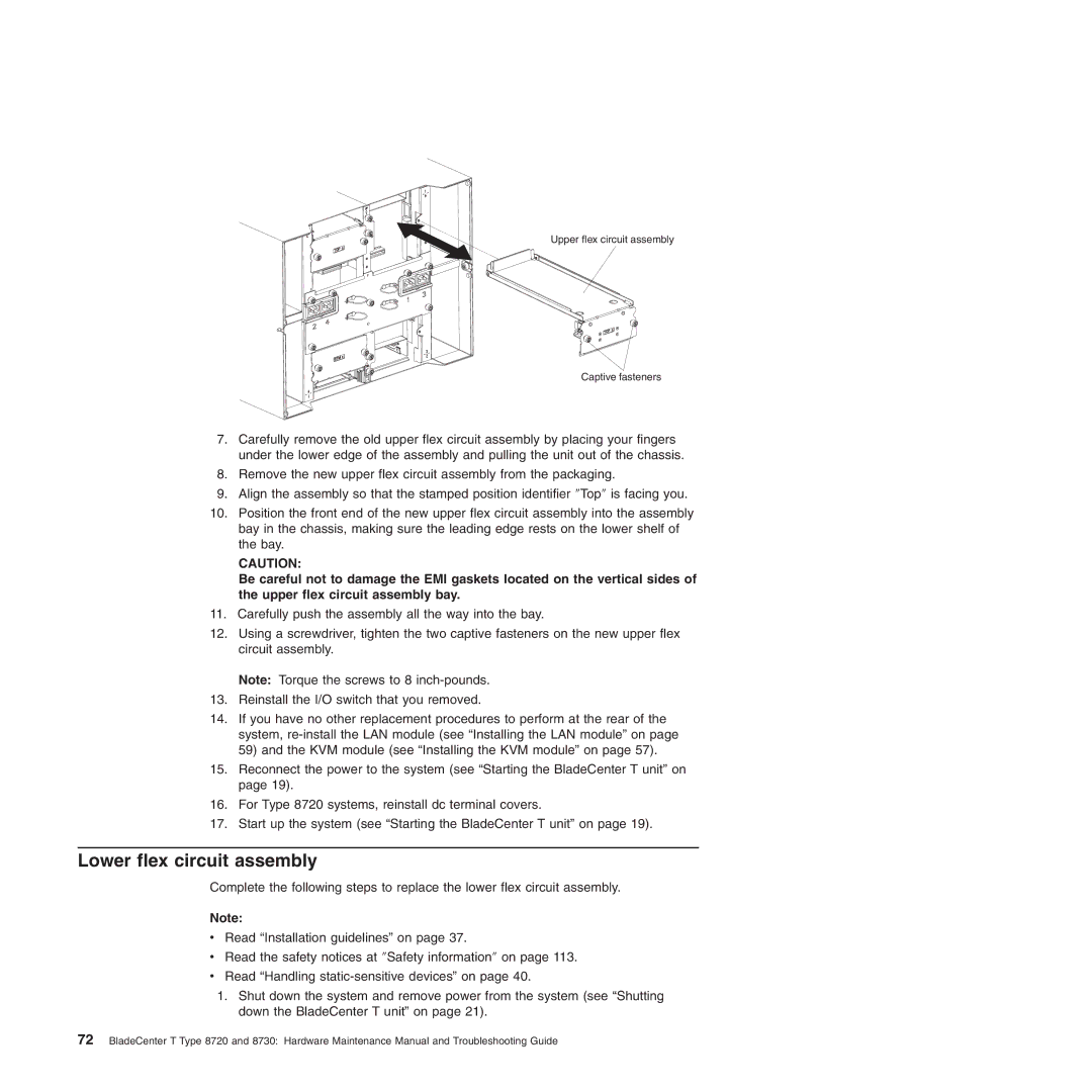 IBM Type 8730, Type 8720 manual Lower flex circuit assembly 